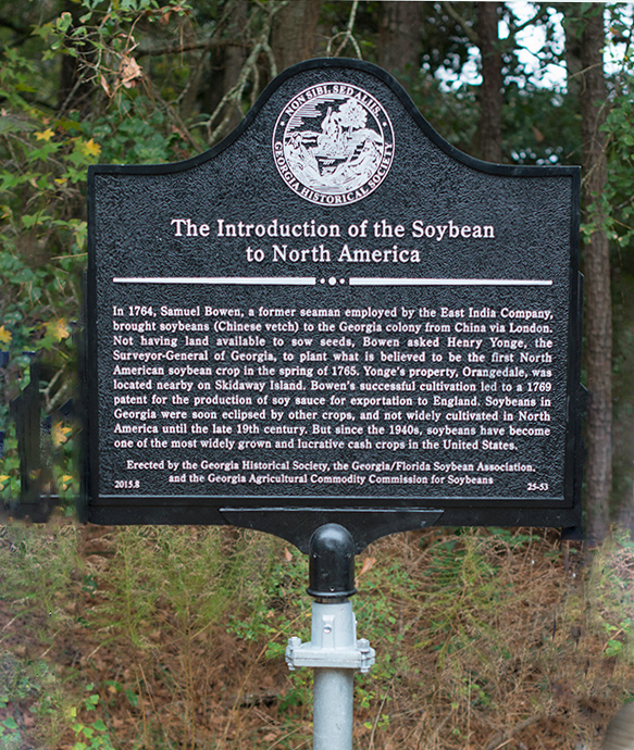 post sign: The Introduction of the Soybean to North America.